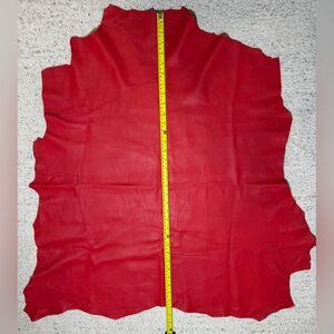 Tan Smooth Buttery Napa Leather Hide Vibrant Red color